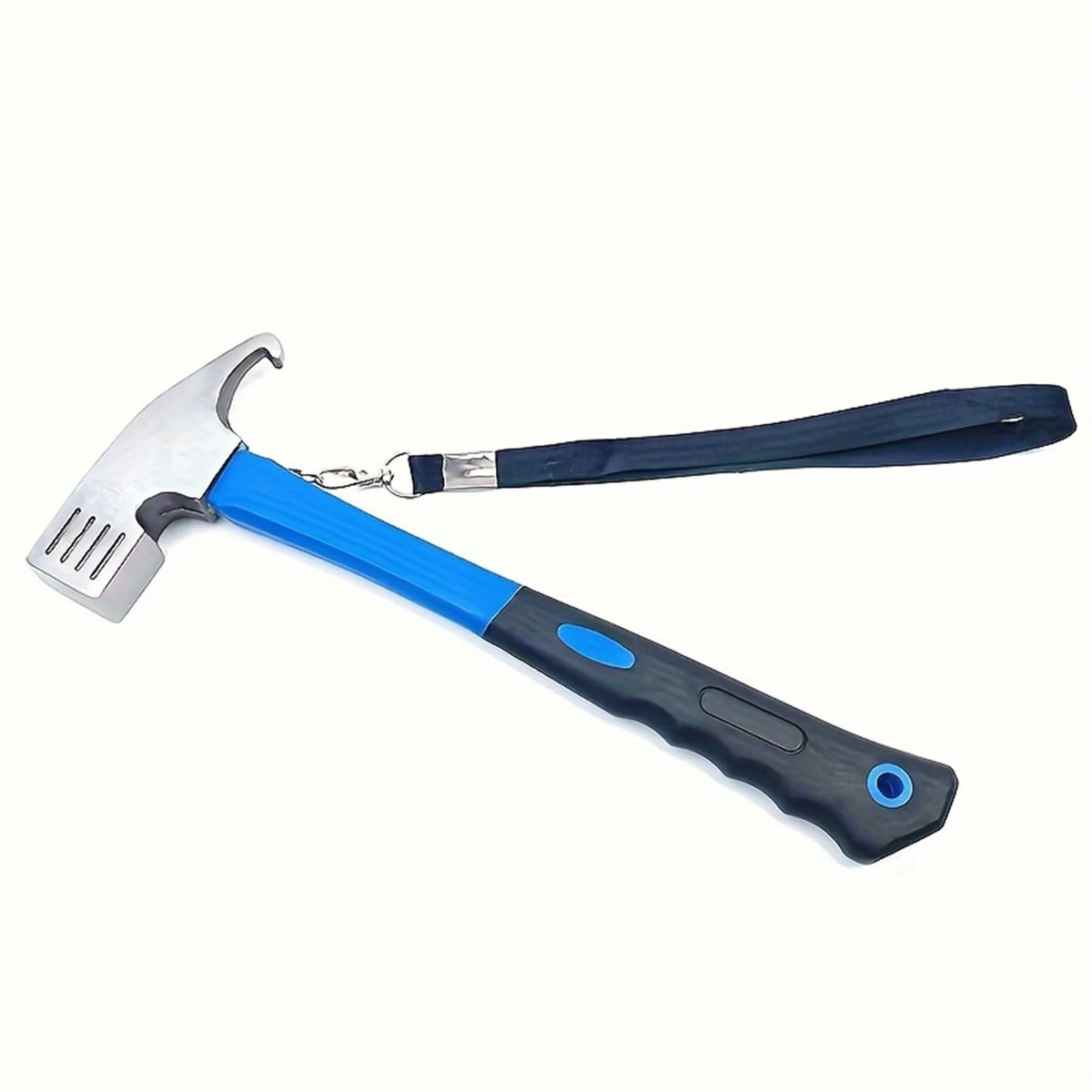 Camping Hammer with Tent Stake Remover - 10.8" Heavy Duty Multifunctional Steel Mallet Tool, Ergonomic Rubber Grip Handle