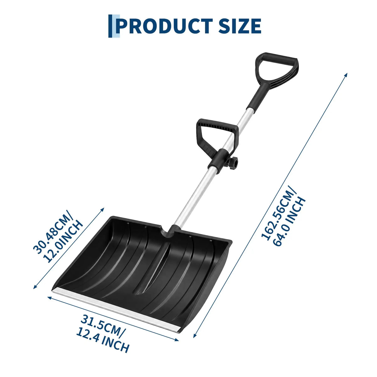 Heavy Duty Ergonomic Snow Pusher With Metal Cutting Edge