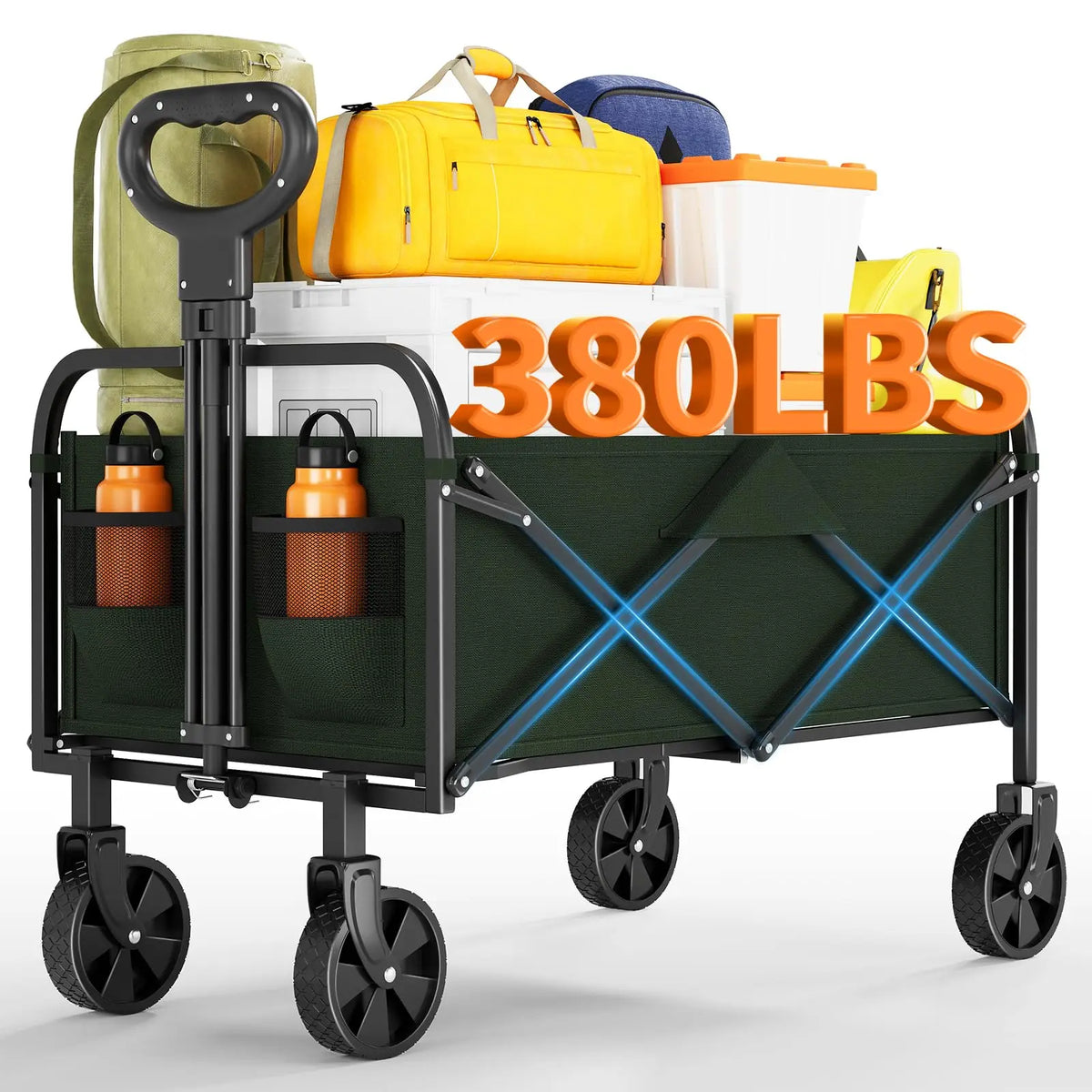 Heavy Duty Collapsible Utility Wagon With Adjustable Handle
