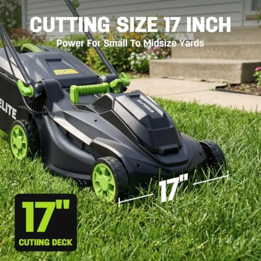 40V 17 Electric Lawn Mower 12 String Trimmer Combo Set, Yard Care Kit with 2x4.0Ah Batteries Dual Chargers