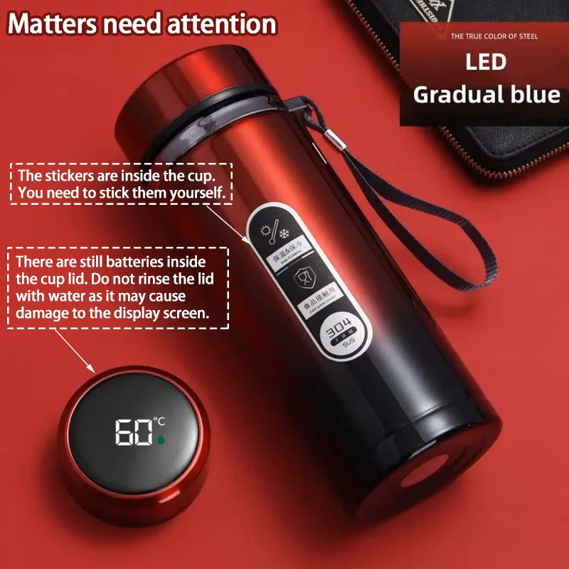 SoftAura Stainless Steel Thermos Bottle LED Temperature Display 500ML- 1L Sus304 Vacuum Flask Portable Cup 2026 New