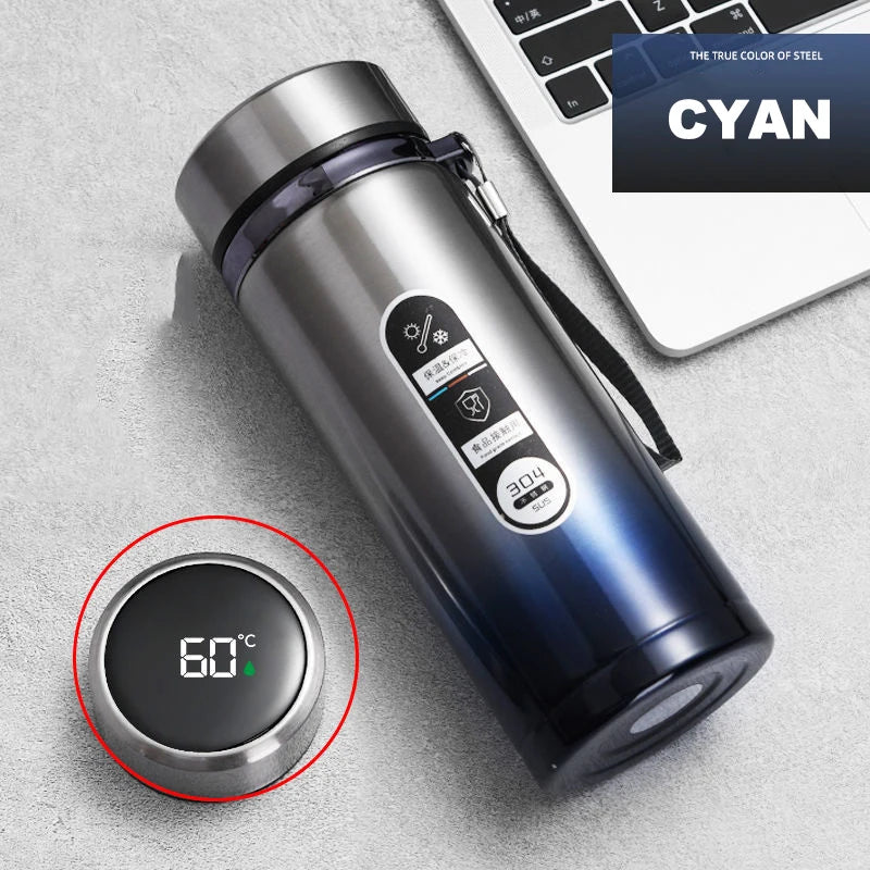 SoftAura Stainless Steel Thermos Bottle LED Temperature Display 500ML- 1L Sus304 Vacuum Flask Portable Cup 2026 New