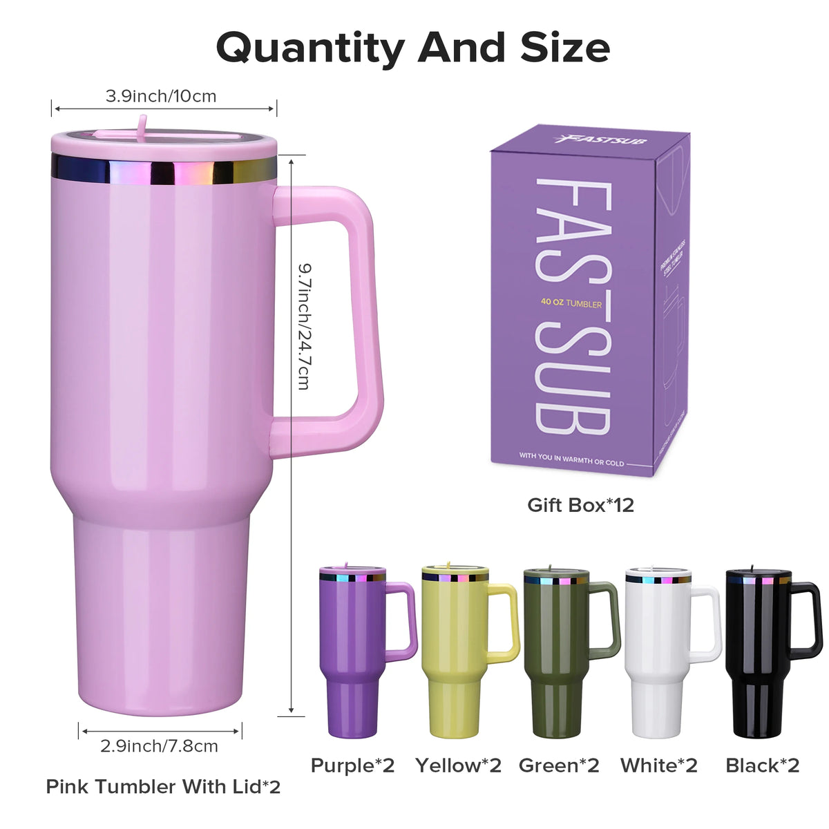 Fastsub Stainless Steel Insulated Tumbler With Handle for Hot and Cold Drinks