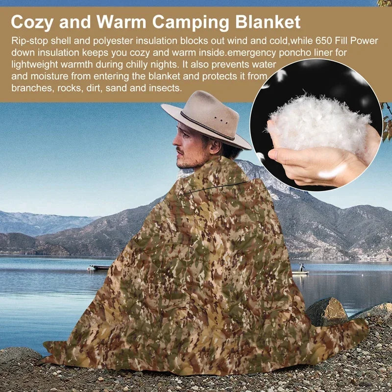 Tactical Camouflage Water Repellent Quilted Poncho Liner Blanket
