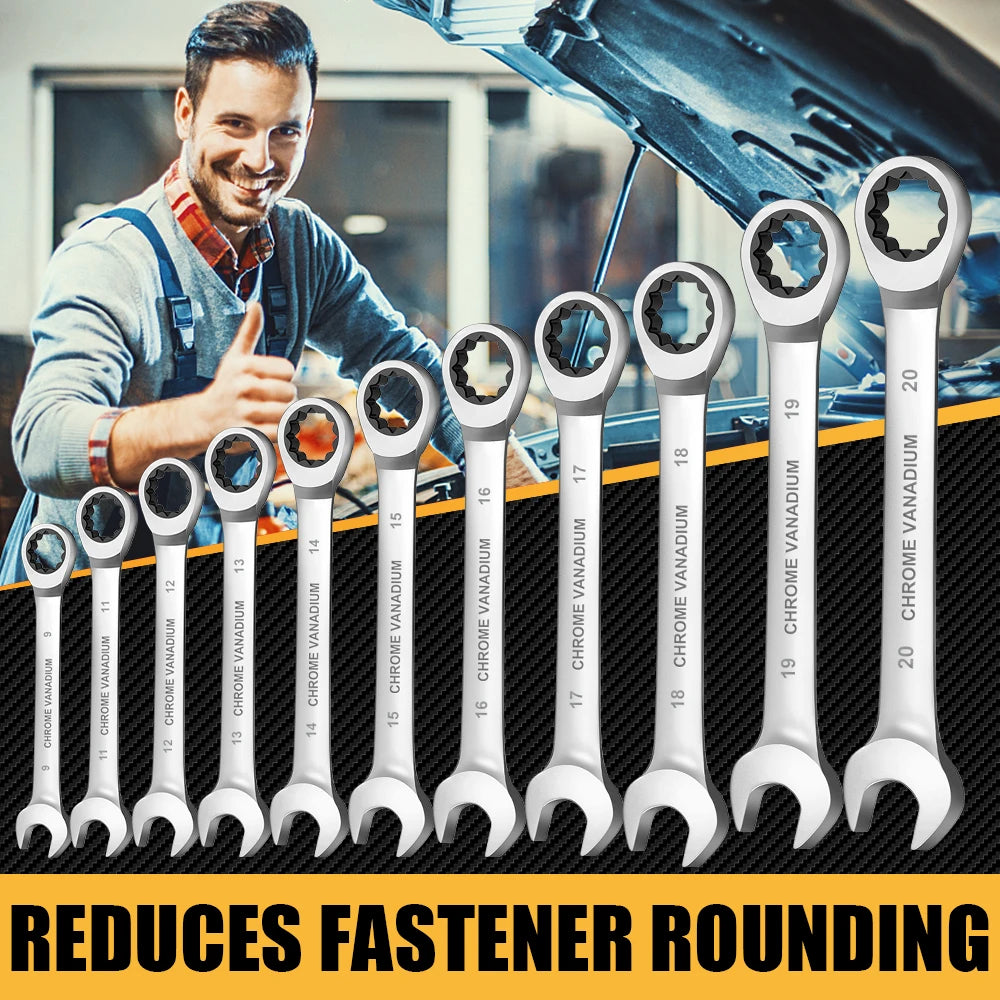 Universal Torx Wrench Adjustable Torque 6-19mm Ratchet Spanner for Bicycle Motorcycle Car Repair Tools Mechanical Tool