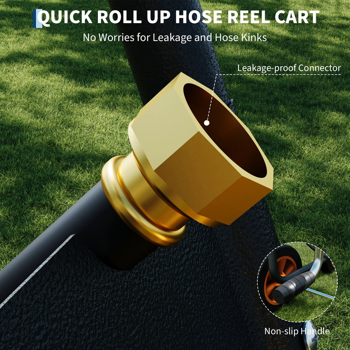 Upgrade Hose Reel Cart Garden Hose Cart 4 Wheels 300FT Capacity with Buckle 1.8m 20mm Hose Outdoor Water Hose Storage Trolley Easy Assembly – For Lawn, Yard, Patio, Car Washing