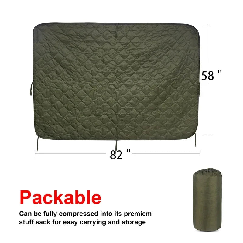 Tactical Camouflage Water Repellent Quilted Poncho Liner Blanket