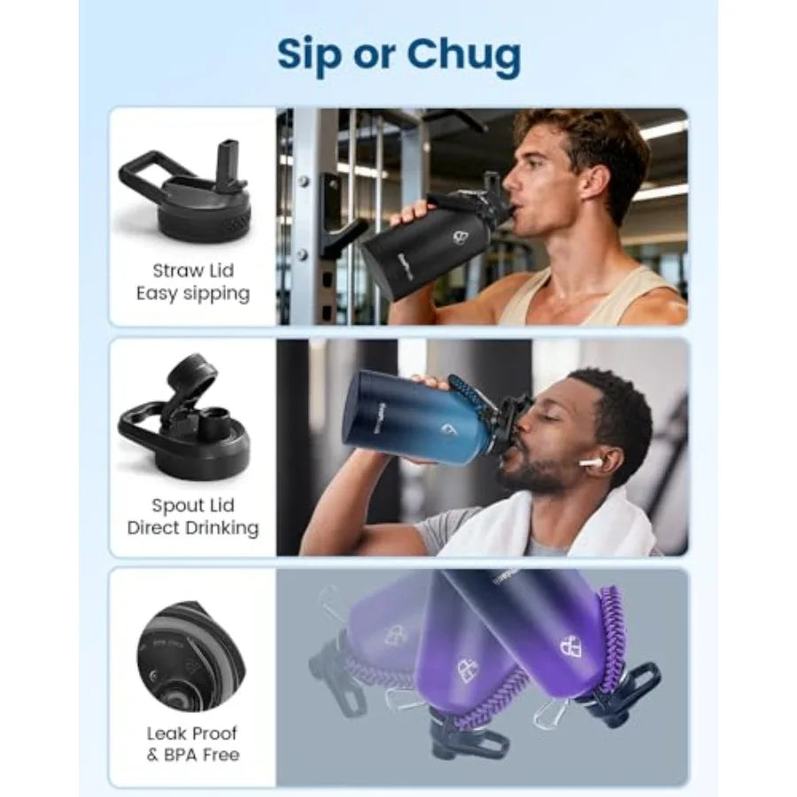 Insulated Vacuum Stainless Steel Water Bottle for Travel and Sports