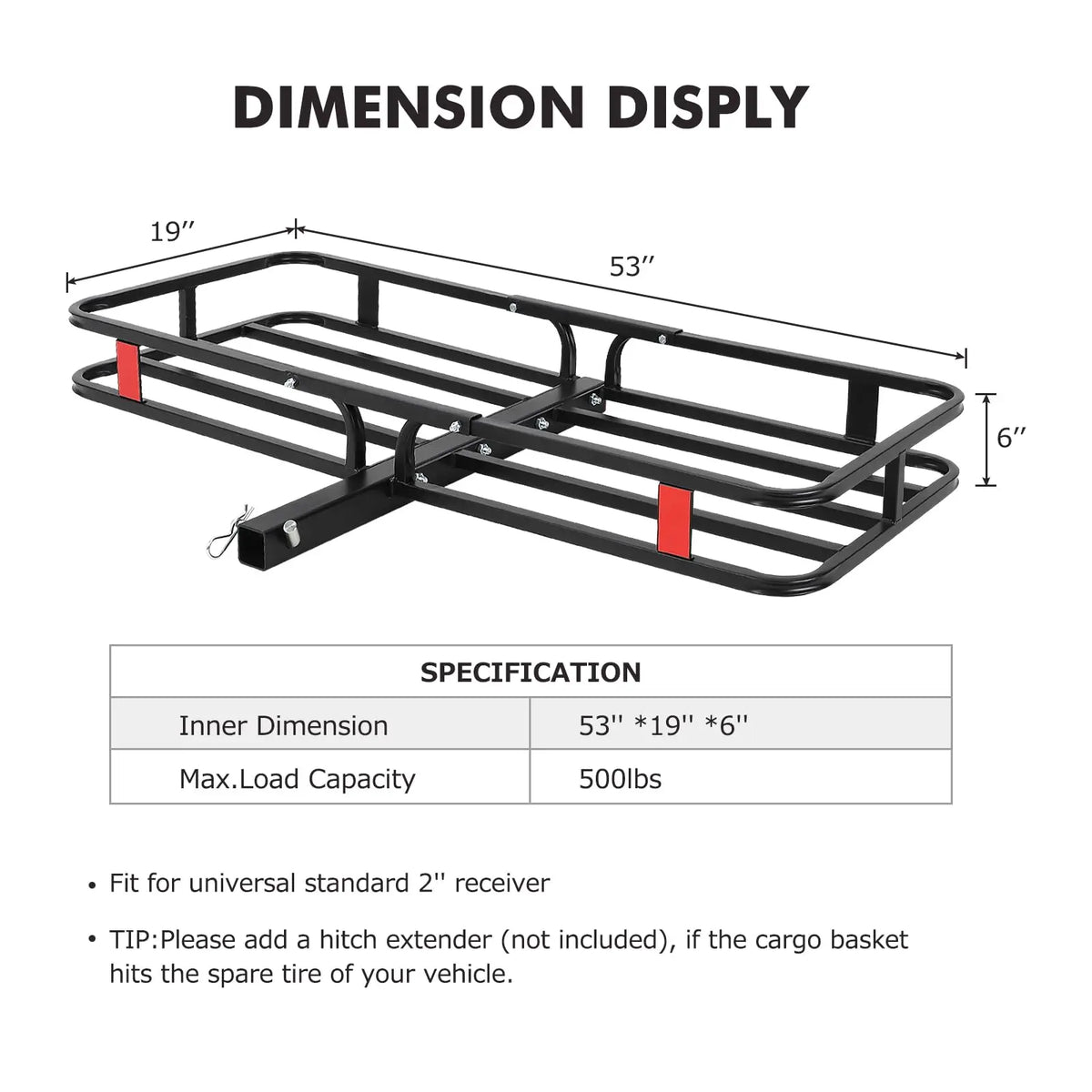 Folding Hitch Mount Cargo Carrier Basket for Cars and SUVs