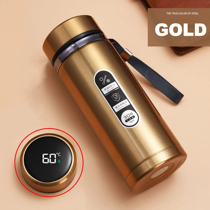 SoftAura Stainless Steel Thermos Bottle LED Temperature Display 500ML- 1L Sus304 Vacuum Flask Portable Cup 2026 New