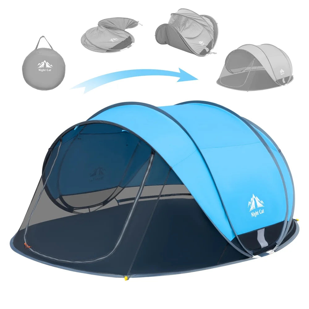 Night Cat Pop-up Beach Tent: Large Sun Shade Shelter for 2-4 Persons Picnic Sport Activities