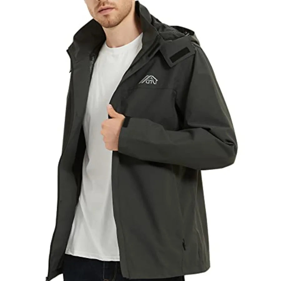 Lightweight Waterproof Hooded Rain Jacket for Hiking and Travel