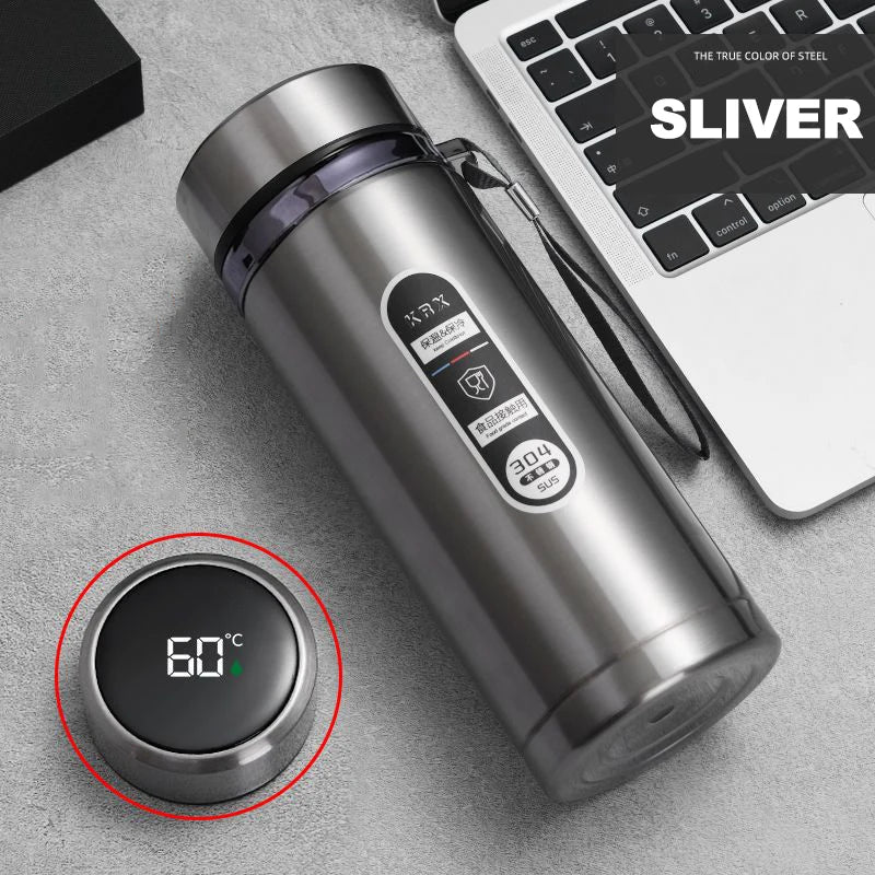 SoftAura Stainless Steel Thermos Bottle LED Temperature Display 500ML- 1L Sus304 Vacuum Flask Portable Cup 2026 New