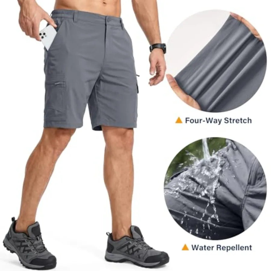 Mens Water Resistant Quick Dry Expandable Waist Hiking Shorts