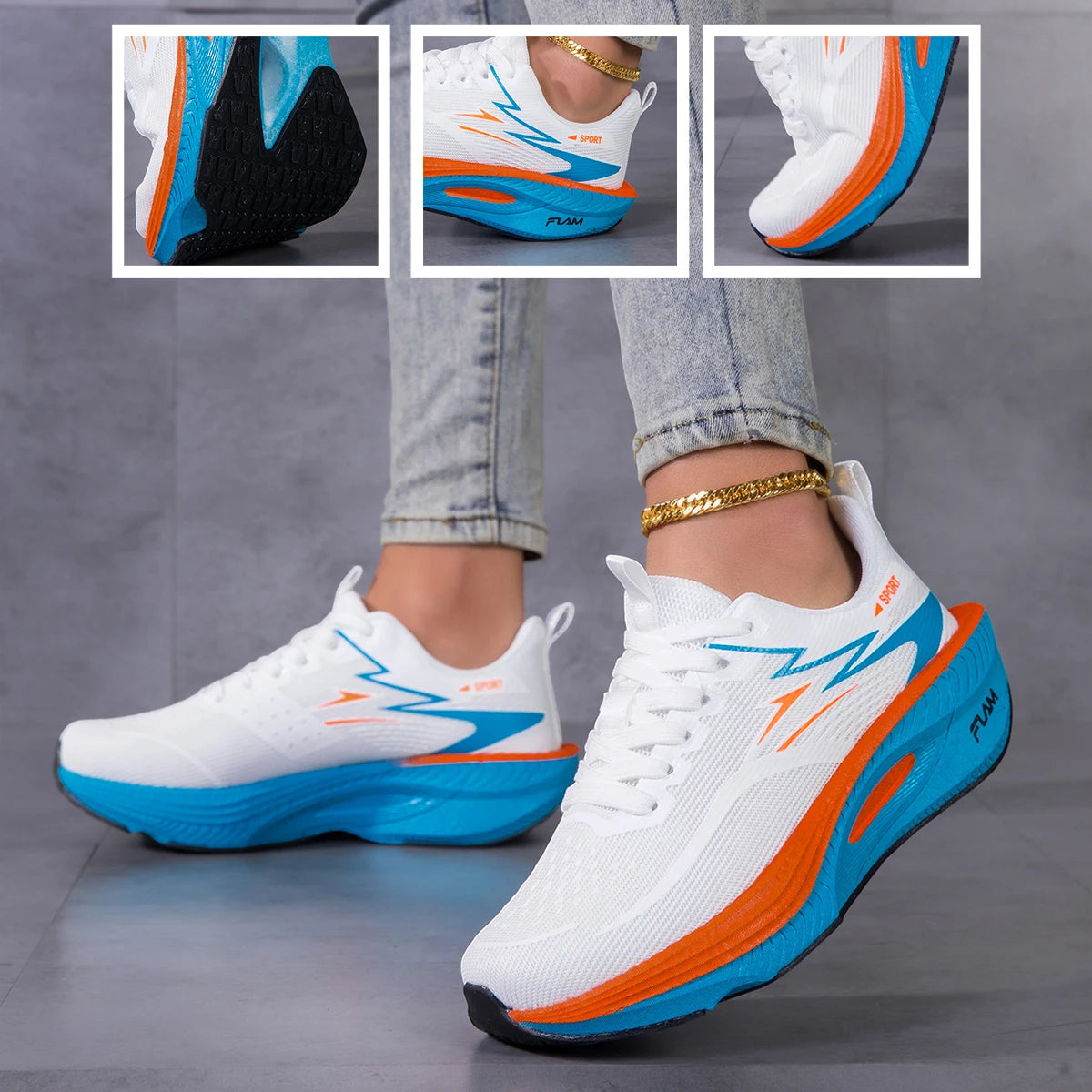 Breathable Platform Running Sneakers Featuring Cushioned Mesh Construction