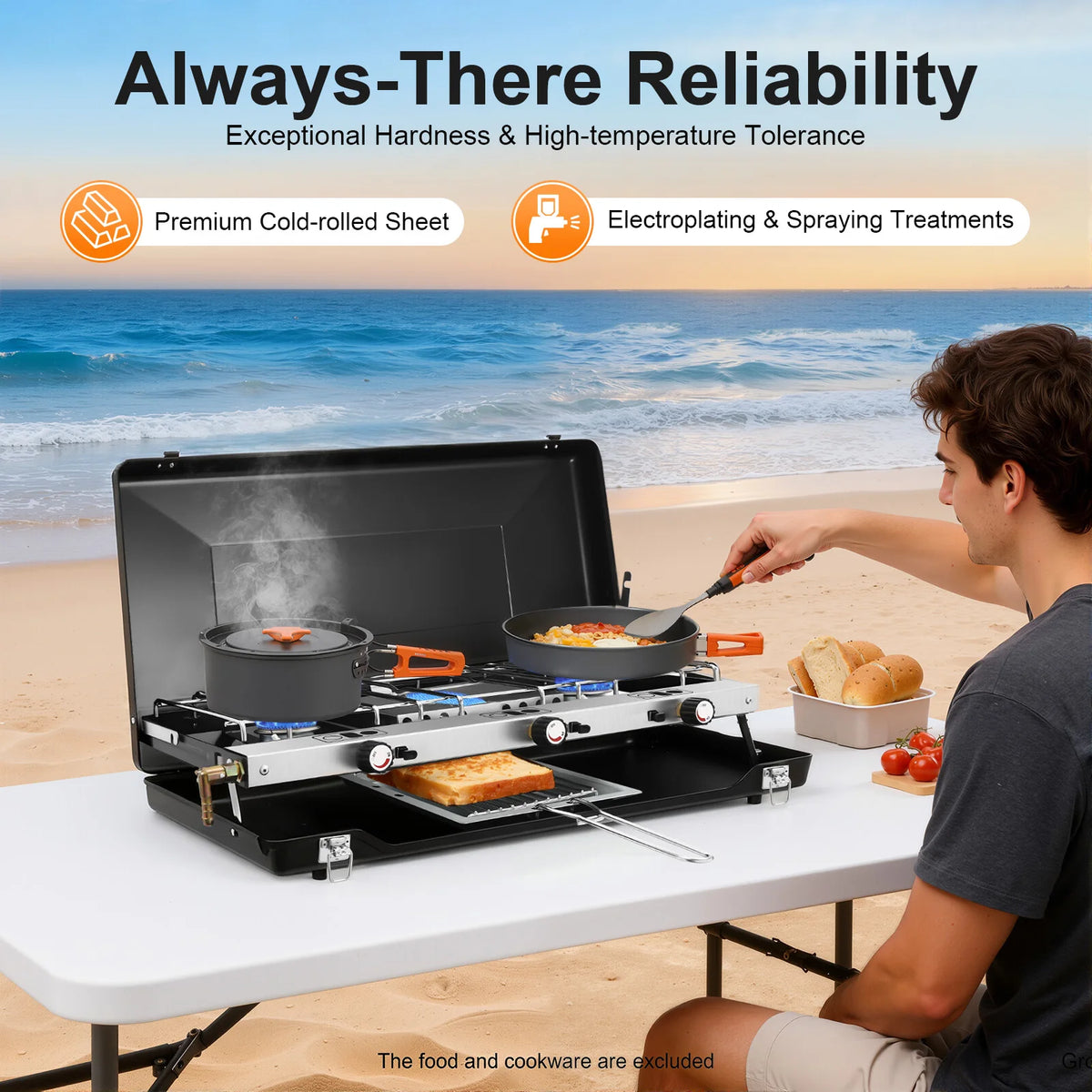 Portable Camping Stove 3-Burner Gas Stove Outdoor Cooking Stove Propane Butane Campfire Grill
