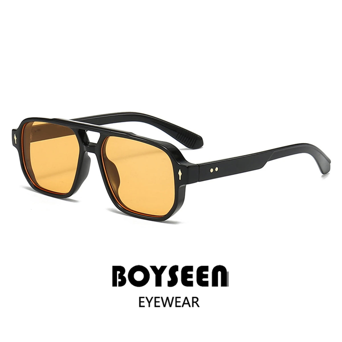 Boysen Square Sunglasses Unisex Double Bridge Rivets And UV400