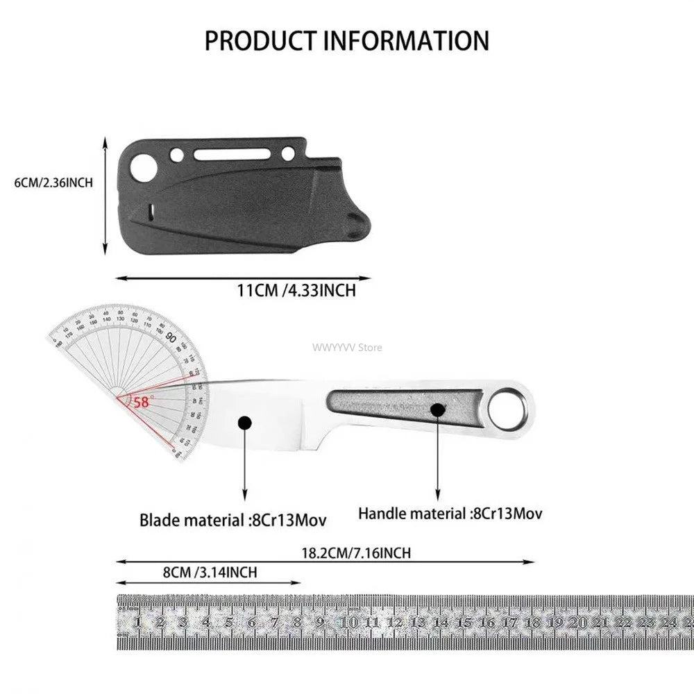 Outdoor Tactical All-steel Straight Knife Full Tang Fixed Blade Knife with Sheath Durable Pocket Knife EDC Camping Hunting Rescue Essential Tool