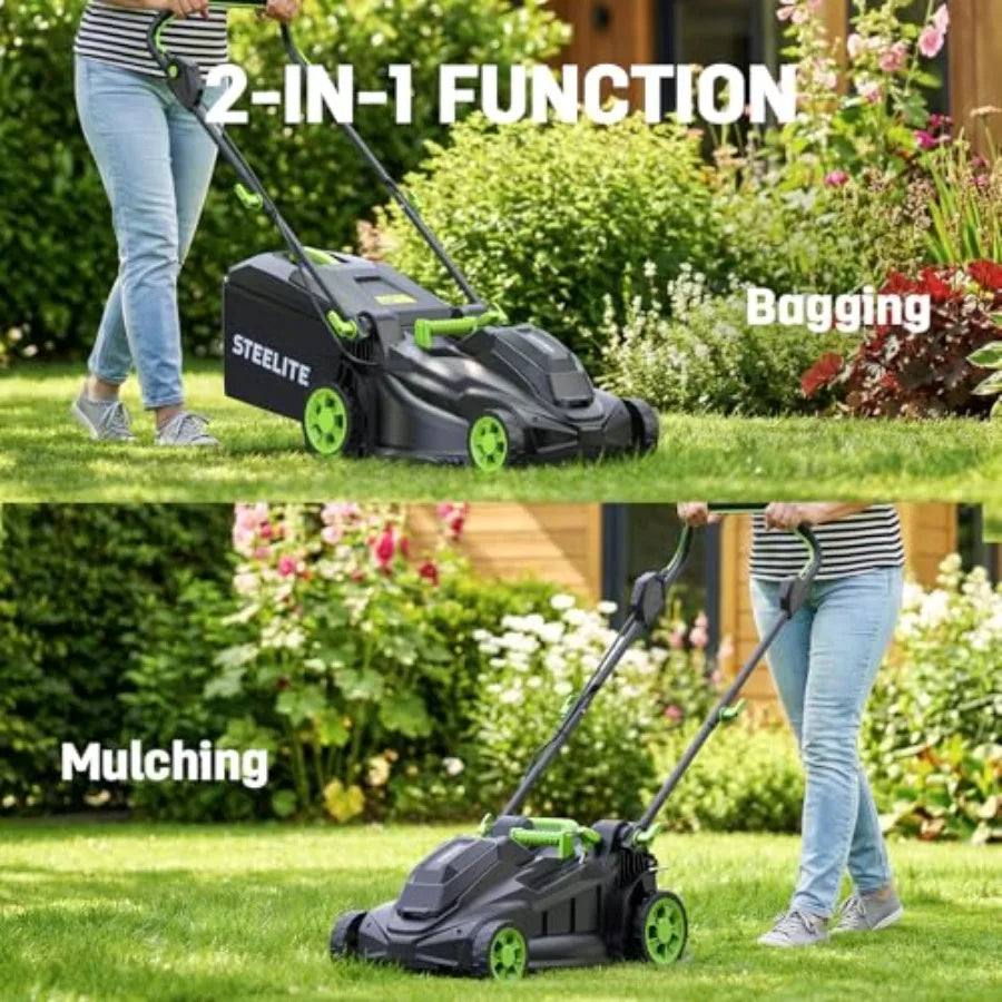 40V 17 Electric Lawn Mower 12 String Trimmer Combo Set, Yard Care Kit with 2x4.0Ah Batteries Dual Chargers