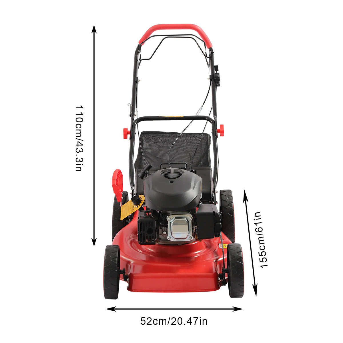 Self-Propelled Gas Lawn Mower 140cc 4-Stroke OHV Engine 20in Cutting Width 8-Height Adjustable 60L Grass Catcher