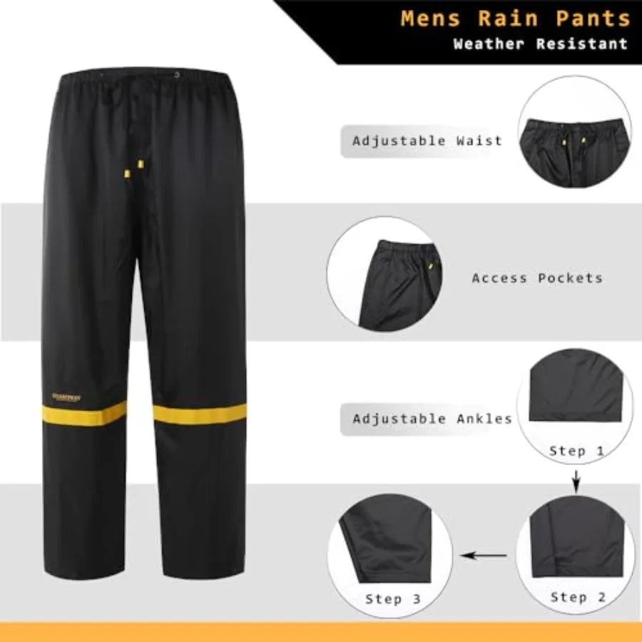 Rain Suits for Men Waterproof Hooded Jacket and Pants Breathable Rain Coats Rain Gear for Outdoor Activity and Work