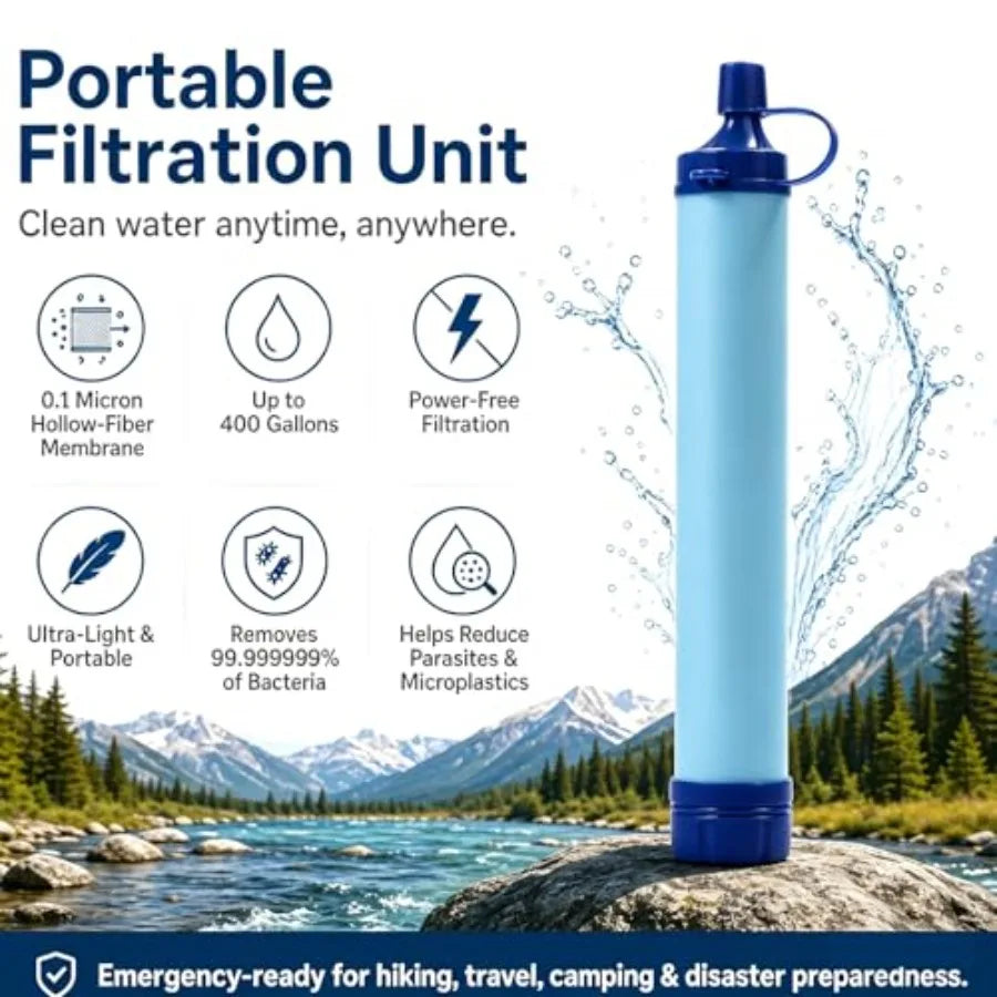 Emergency Water Filter Straw for Camping Hiking Travel and Survival