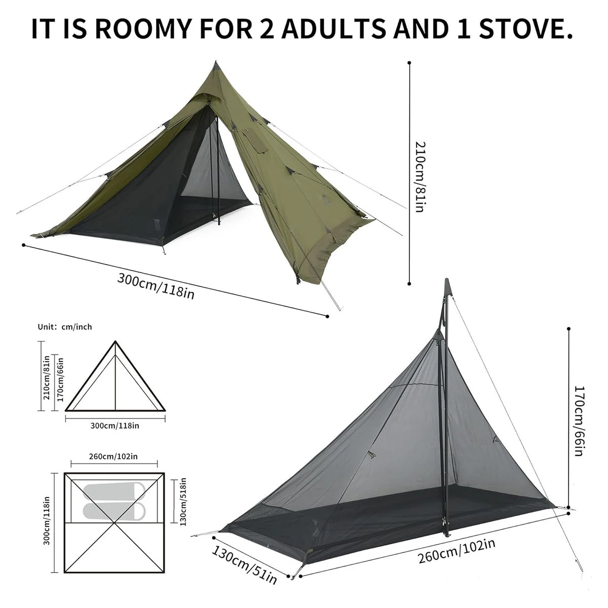 Naturehike Double Layer Camping Tent With Chimney Window