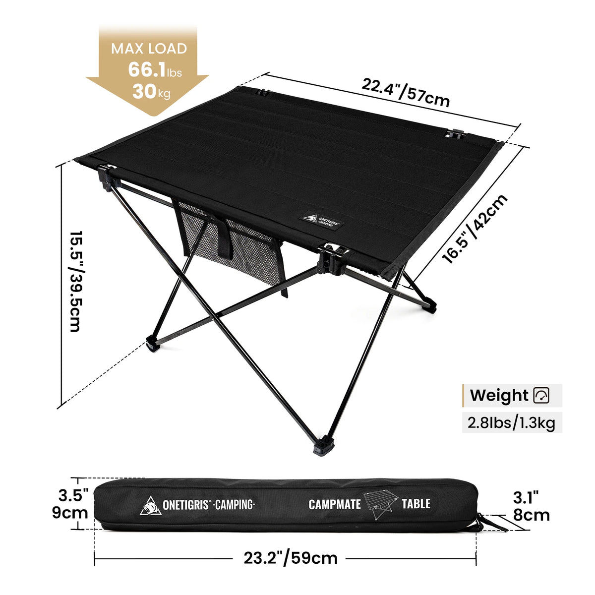 OneTigris Foldable Camping Table With Portable Storage For Outdoor Trips
