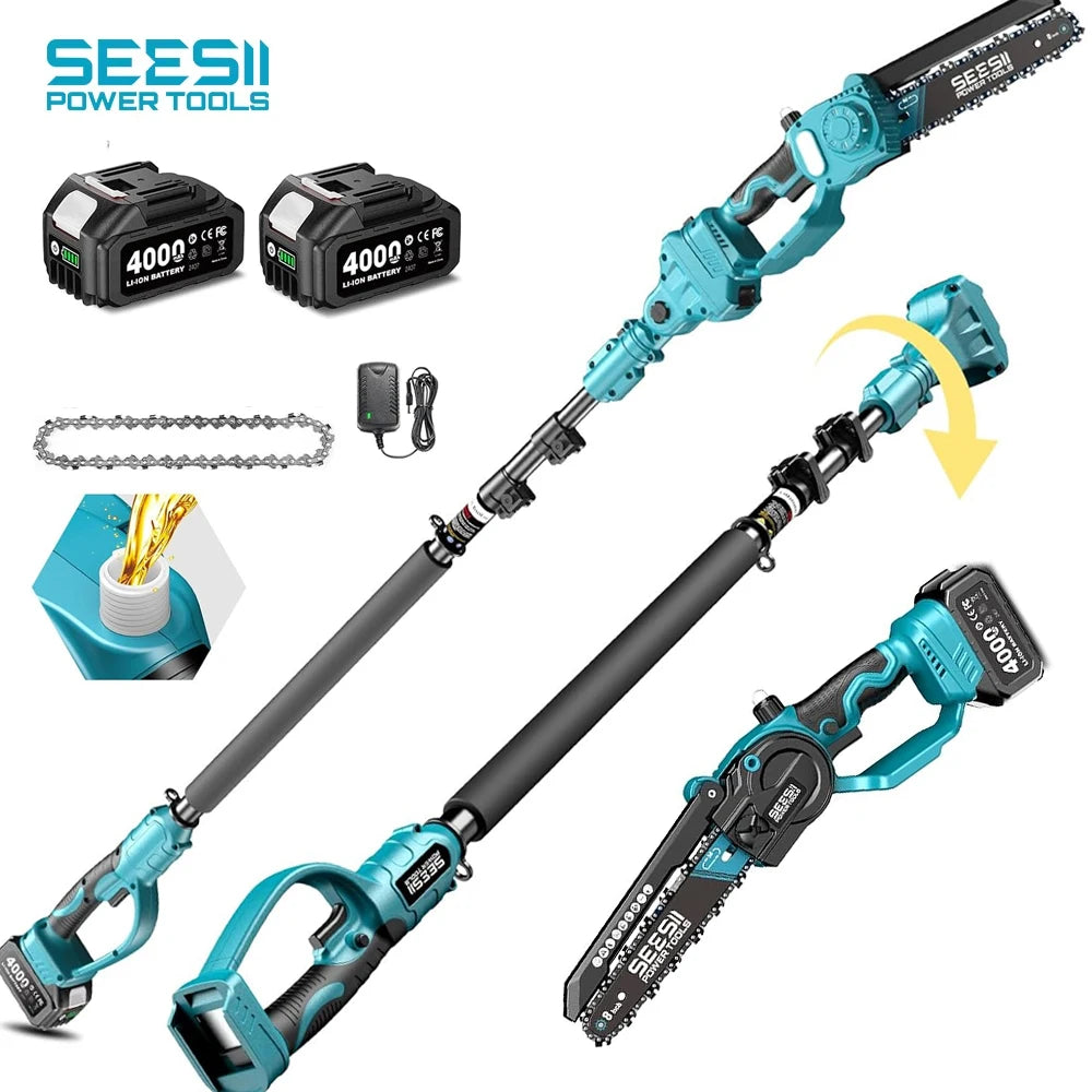 Seesii Cordless Brushless Telescopic Pole Chainsaw for Tree Trimming