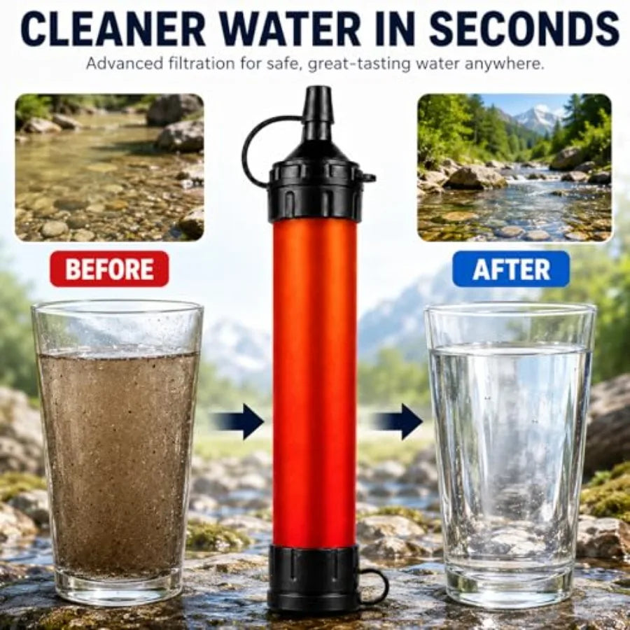 Portable Water Filter Straw for Camping Hiking and Travel