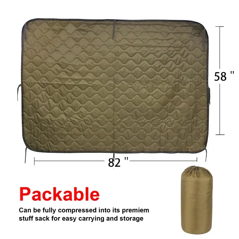 Tactical Water Repellent Quilted Woobie Blanket For Camping