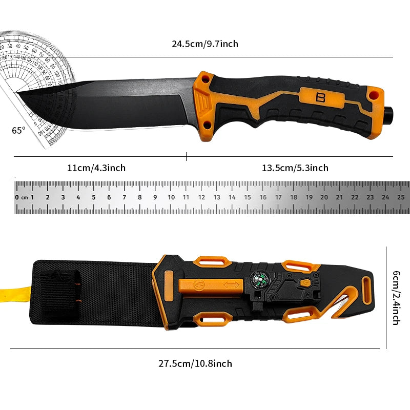 Gdekls Stainless Steel Fixed Blade Outdoor Survival Knife With Sheath