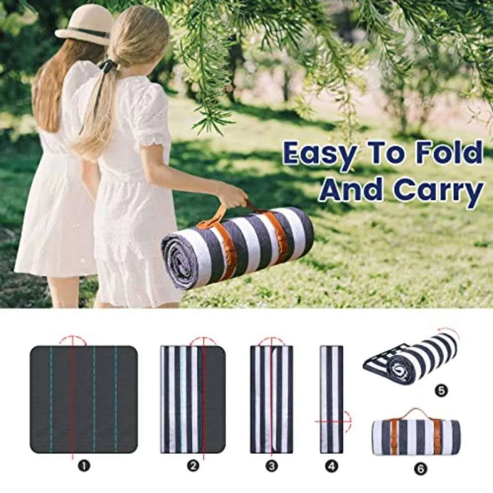 Waterproof Canvas Picnic And Beach Blanket For Outdoor Family Use