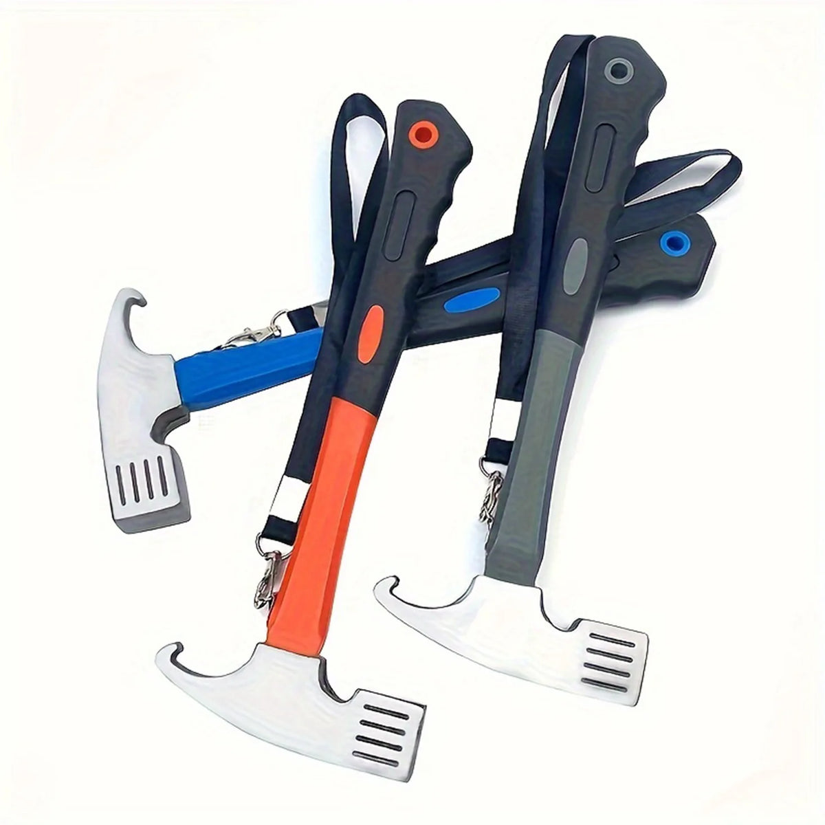 Camping Hammer with Tent Stake Remover - 10.8" Heavy Duty Multifunctional Steel Mallet Tool, Ergonomic Rubber Grip Handle