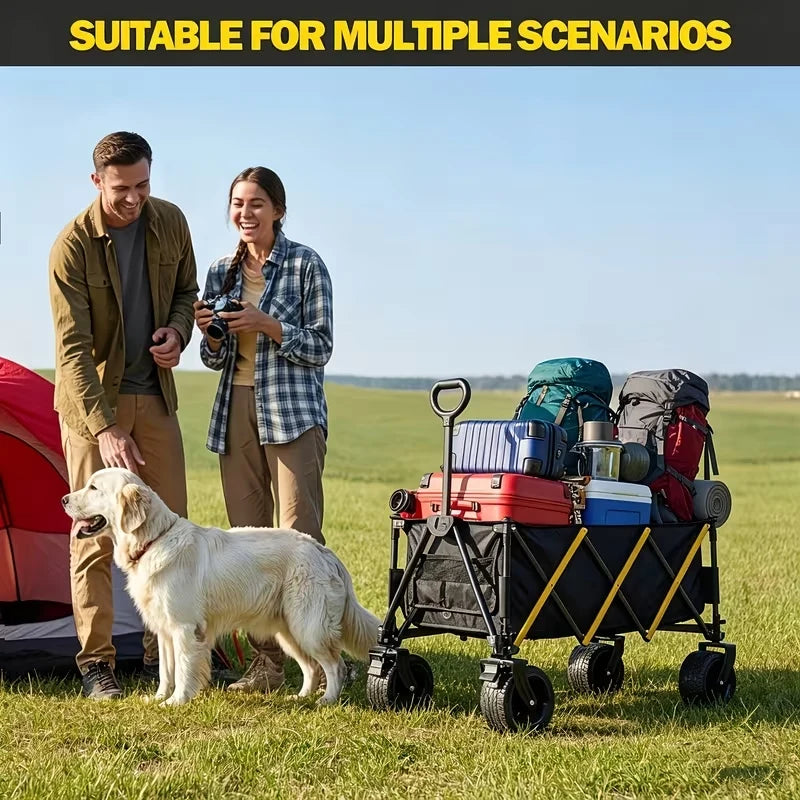 Heavy Duty Folding Wagon Cart All Terrain Wheels Camping Trolley
