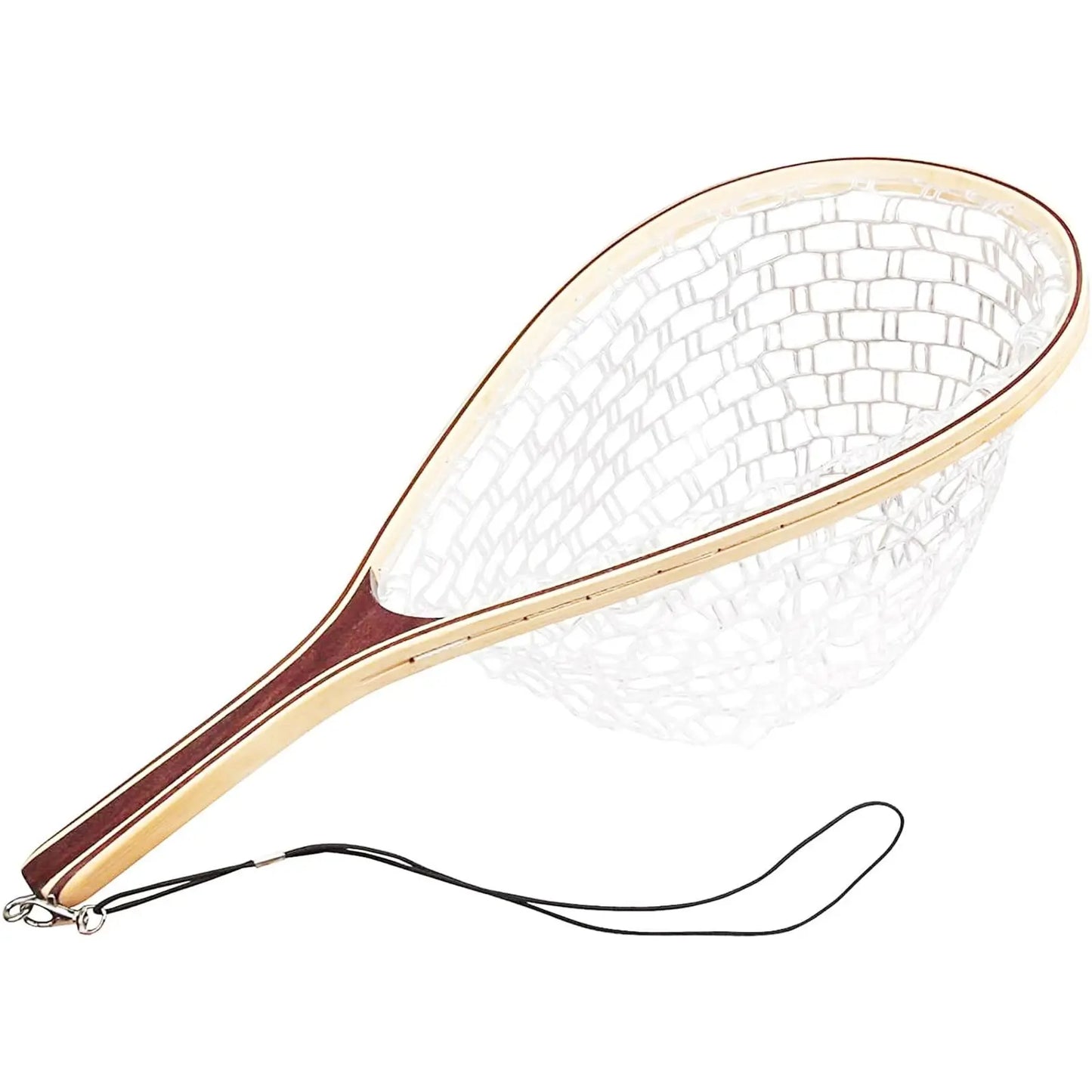 Fishing Net for Trout, Fly Fishing Net with Soft Rubber Mesh, Wooden Handle Fishing Net for Freshwater & Saltwater Fishing, Catch and Release, Gift for Anglers & Fly Fishing Enthusiasts