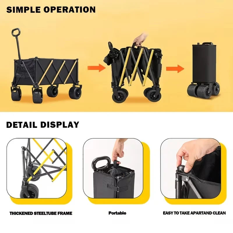Heavy Duty Folding Wagon Cart All Terrain Wheels Camping Trolley