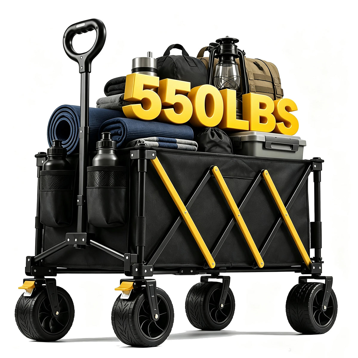 Heavy Duty Folding Wagon Cart All Terrain Wheels Camping Trolley