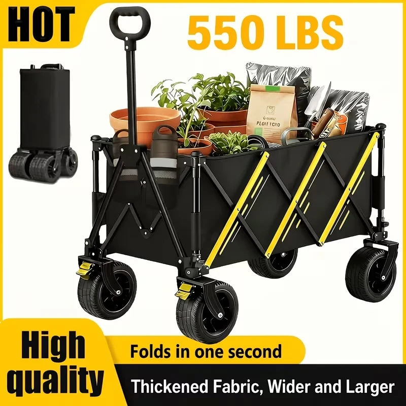 Heavy Duty Folding Wagon Cart All Terrain Wheels Camping Trolley