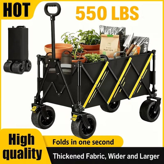 Heavy Duty Folding Wagon Cart All Terrain Wheels Camping Trolley