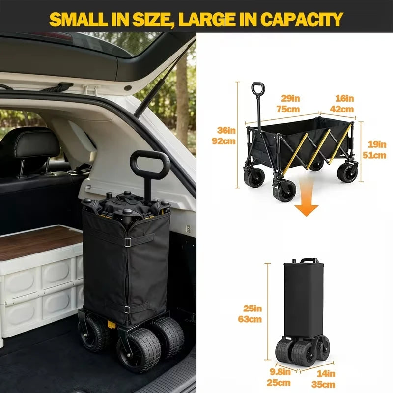 Heavy Duty Folding Wagon Cart All Terrain Wheels Camping Trolley