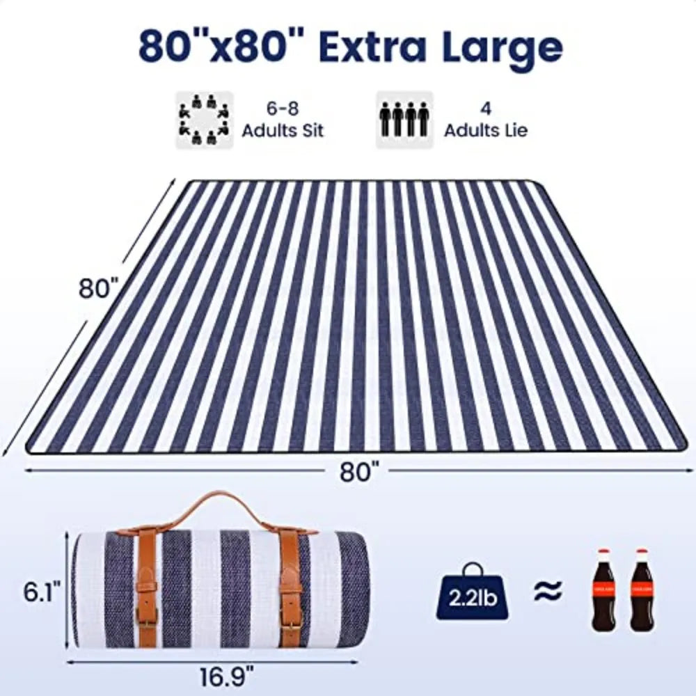 Waterproof Canvas Picnic And Beach Blanket For Outdoor Family Use
