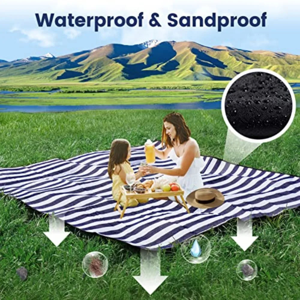 Waterproof Canvas Picnic And Beach Blanket For Outdoor Family Use