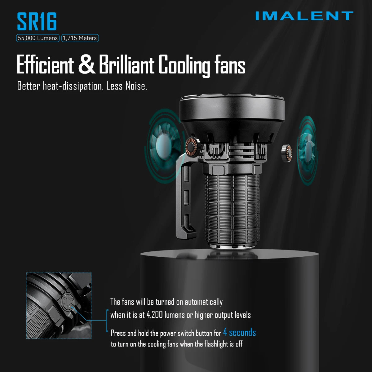 IMALENT SR16 55000 Lumen Tactical Flashlight Rechargeable Zoom Searchlight