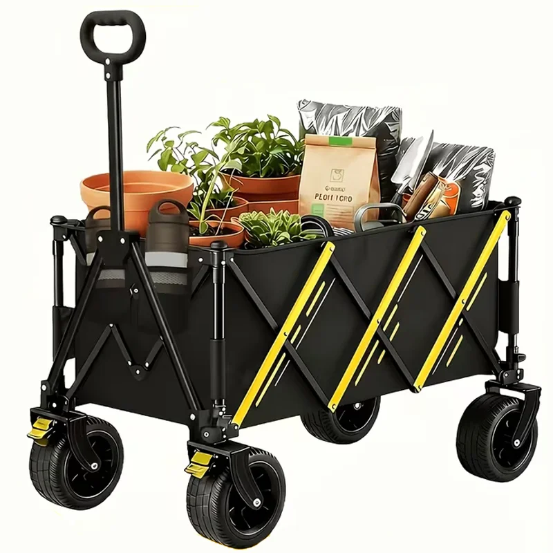 Heavy Duty Folding Wagon Cart All Terrain Wheels Camping Trolley