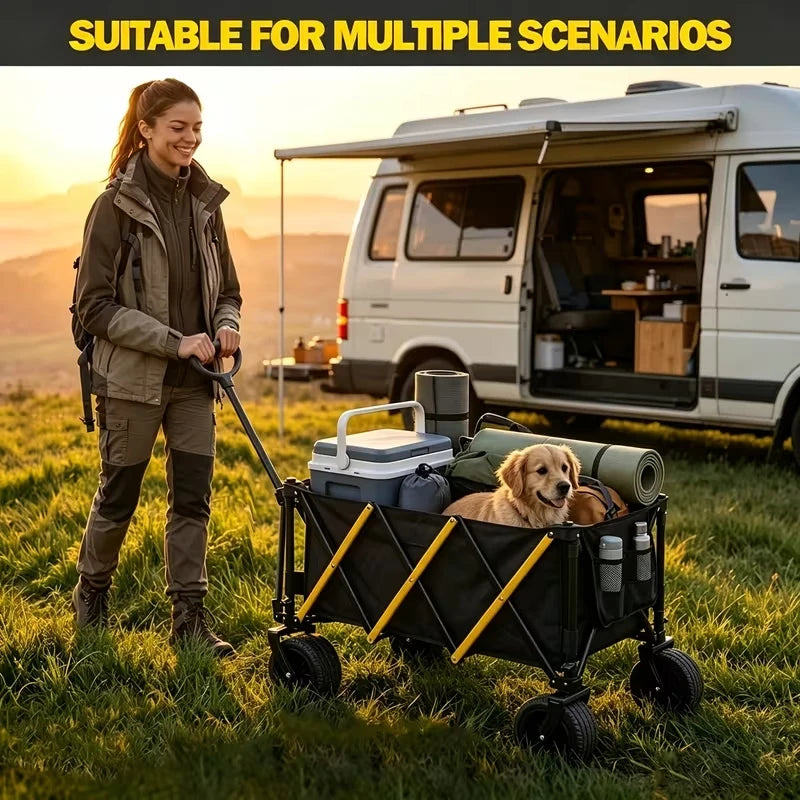 Heavy Duty Folding Wagon Cart All Terrain Wheels Camping Trolley