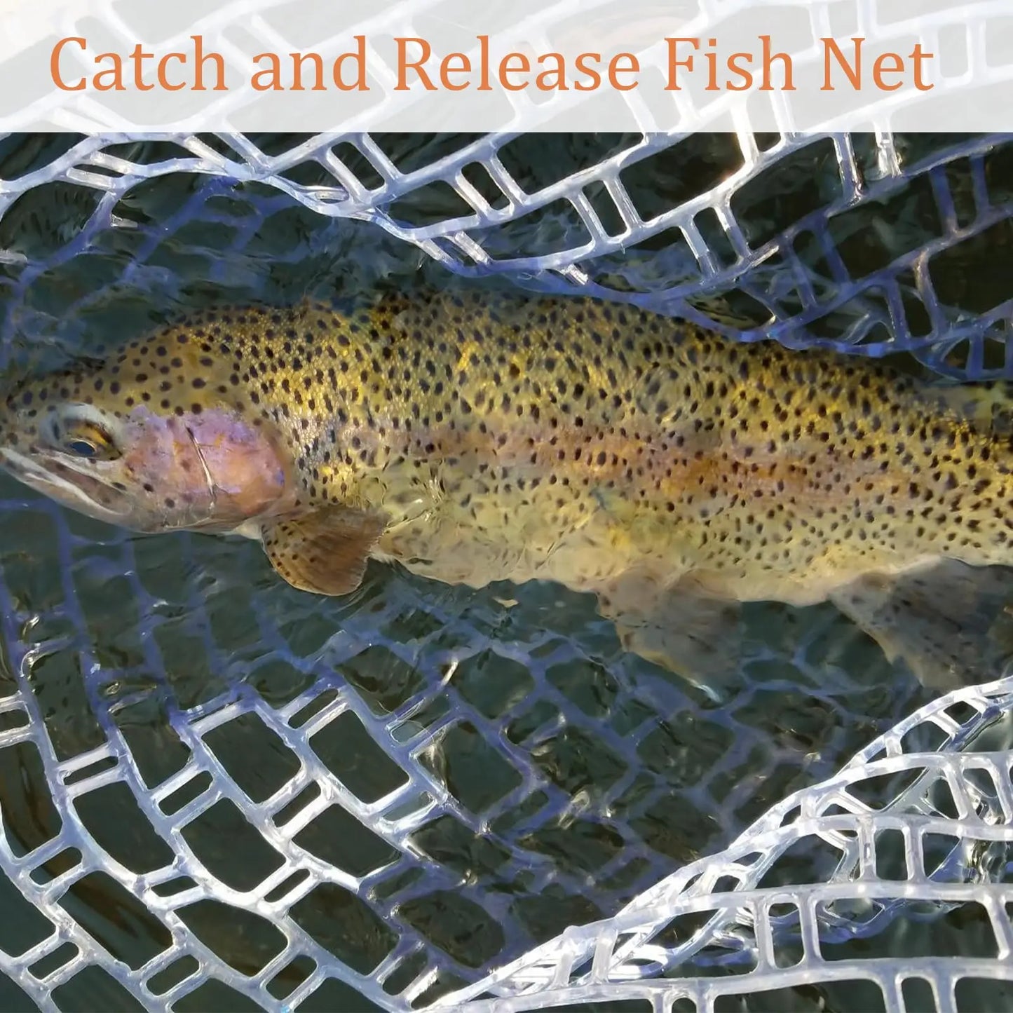 Fishing Net for Trout, Fly Fishing Net with Soft Rubber Mesh, Wooden Handle Fishing Net for Freshwater & Saltwater Fishing, Catch and Release, Gift for Anglers & Fly Fishing Enthusiasts