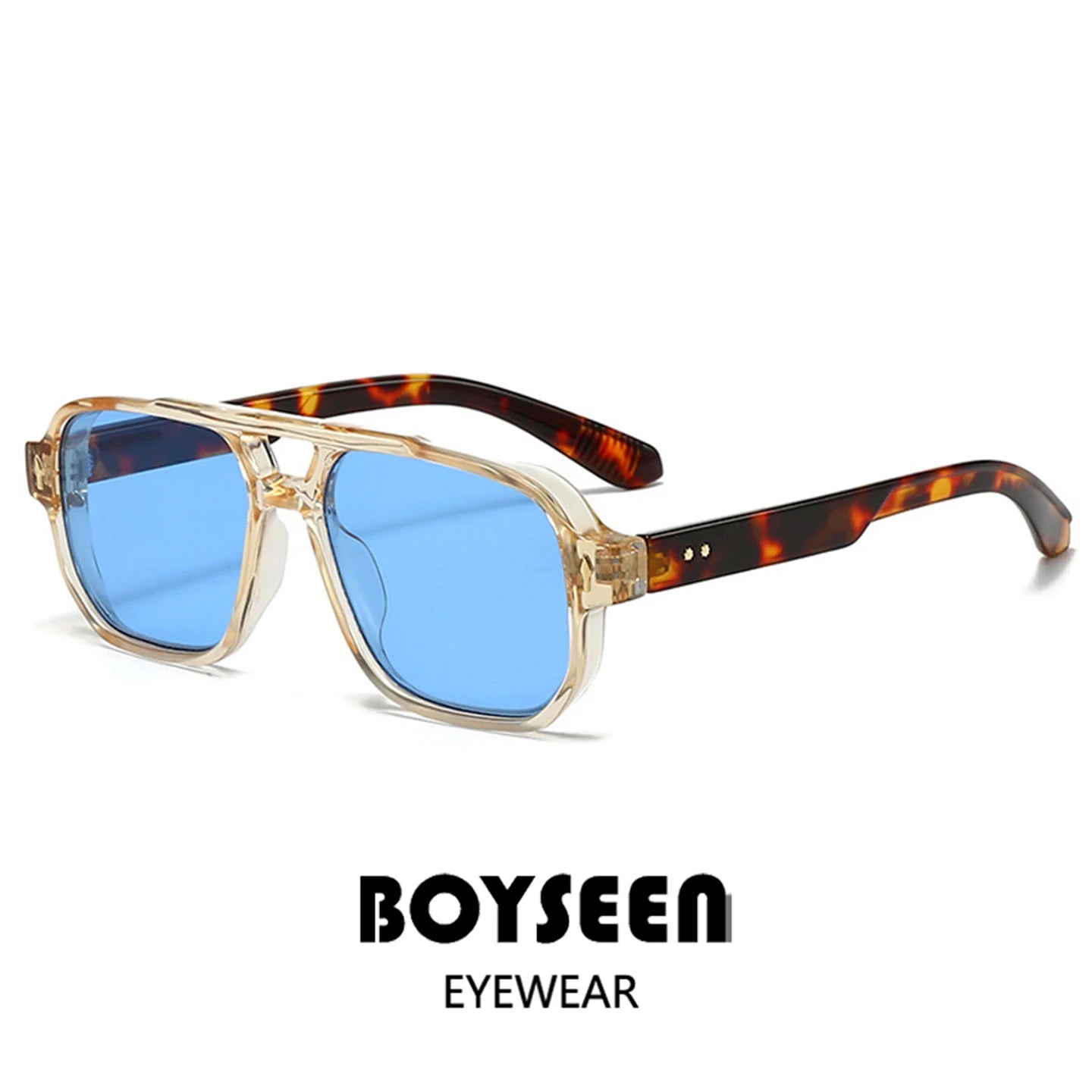 Boysen Square Sunglasses Unisex Double Bridge Rivets And UV400