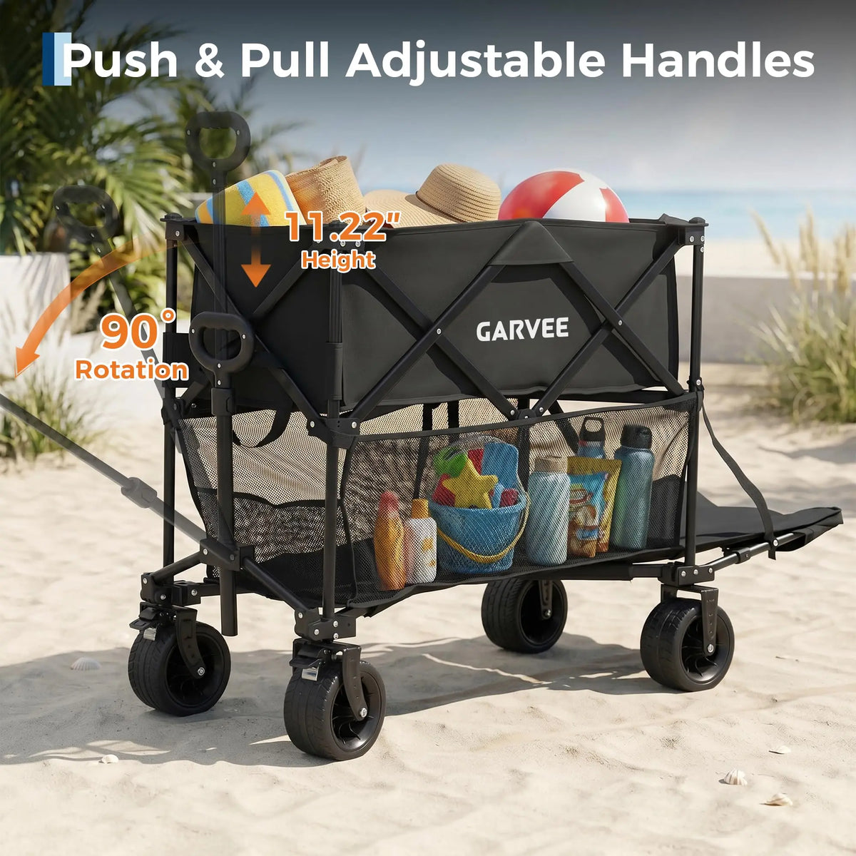 Collapsible Heavy Duty Garden Utility Wagon With All Terrain Wheels
