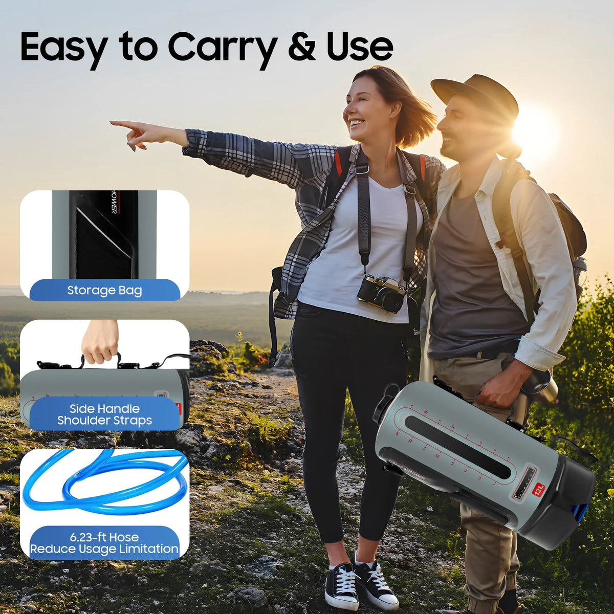 Bymaocar Foldable Solar Camping Shower Bag For Outdoor Explorers
